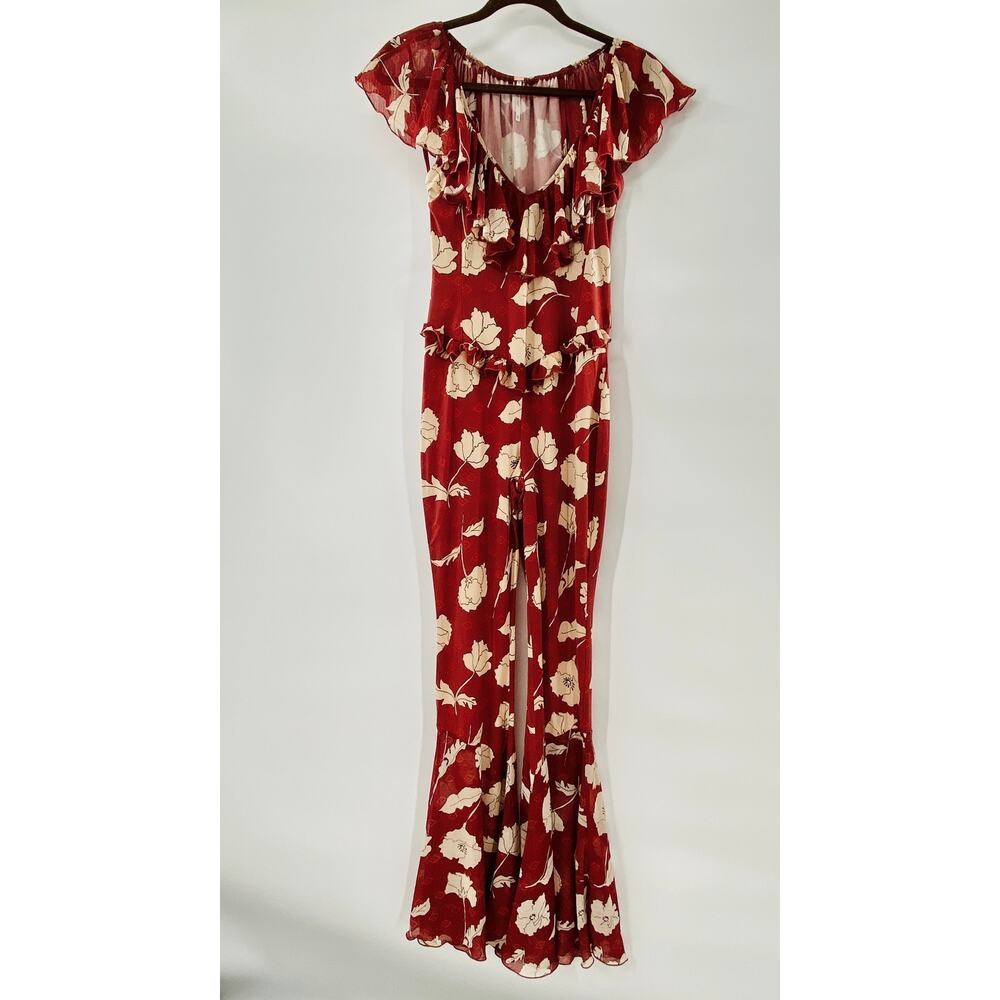 NEW Free People Austyn Jumpsuit Floral Print Ruffle Extra Small Boho Festival - Picture 3 of 10